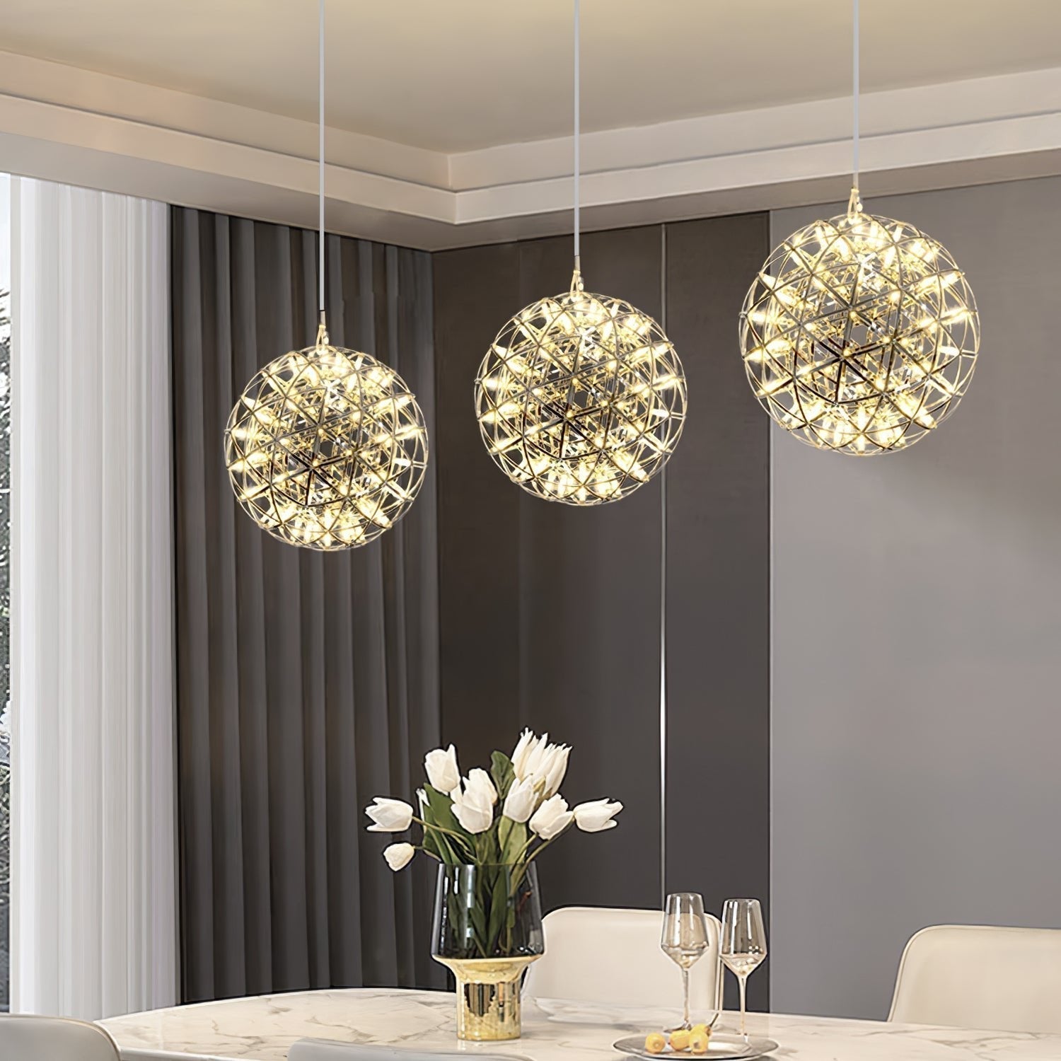 Ivthayra Lampe Pendante Boule Dorée de Luxe Postmoderne - Neutralighting