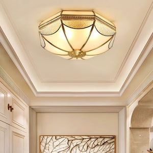 Ellaeara Entrepôt Dôme Forme Laiton Verre Plafonnier - Neutralighting