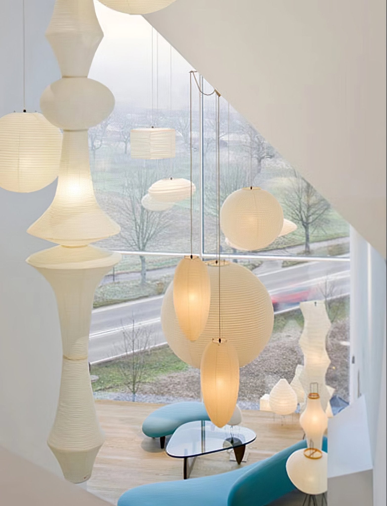 Lustra Suspension Luminaire Papier Washi E pour Salon - Neutralighting