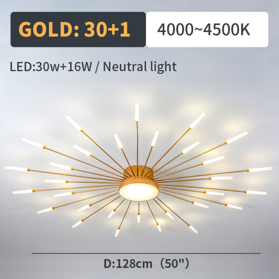 Wesley Plafonnier Feu d'Artifice Linéaire Moderne Noir/Doré - Neutralighting