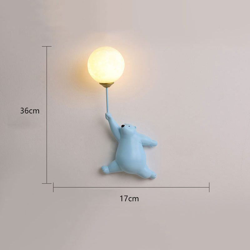 Bear Balloon Applique Murale Ours Ballon Moderne Animale. Blanc/Bleu/Rose. Salon - Neutralighting
