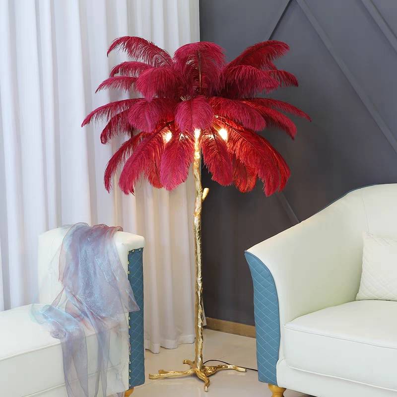 Lampadaire Fleur Luxe Plume/Métal Coloré Salon - Neutralighting